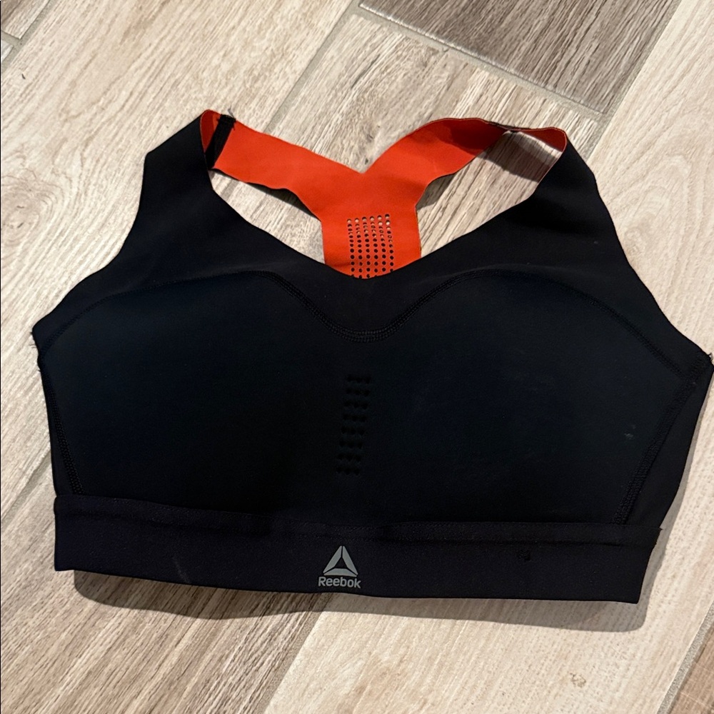 Reebok Performance Black Sports Bra with Red Racerback NWOT XS